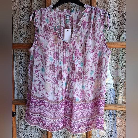 Sonoma Tops - Sonoma Goods For Life Sheer Floral  Ruffle Boho Top/Cami Set